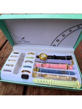 Contemplate Quartz Watch Set With Interchangeable Bands & Bezels In Box
